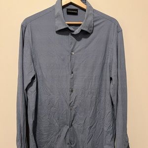 Emporio Armani Light Blue Oval Silk Smooth Dress Shirt